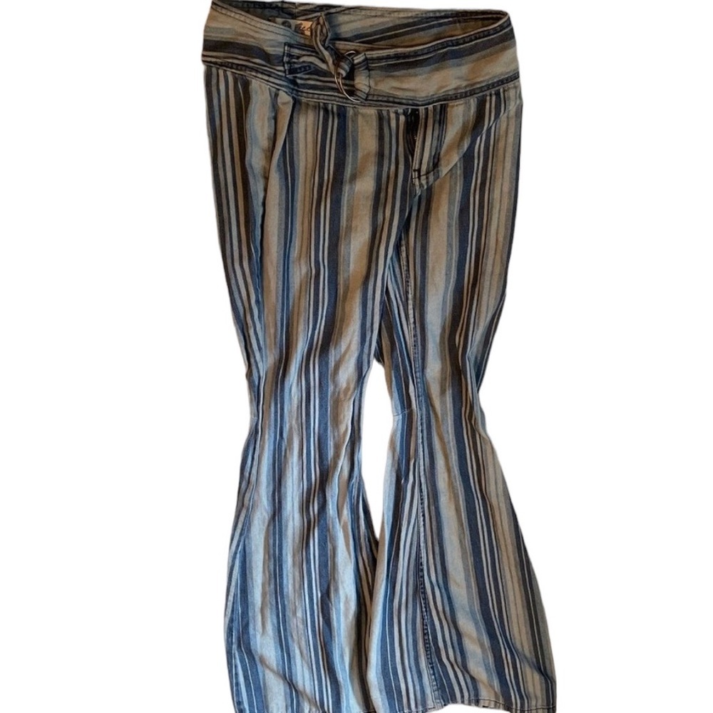 We the free blue  striped flared pants 100% cotton size 26